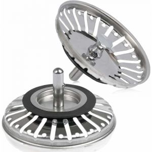 2 Crépines Pour Évier/Bouchons Pour Bouchons D'évier Crépine Pour Cuisine/Salle De Bains, Ø 78 Mm, Avec Embout Sphérique, Acier Inoxydable - Neuf