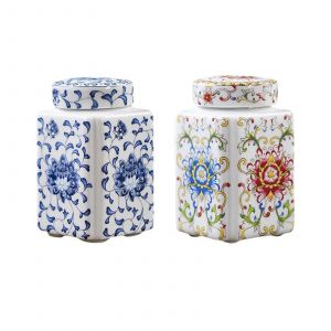 Pot de gingembre en céramique Vase à fleurs en céramique décoratif Temple en porcelaine chinoise Pot pour la maison Salon Table Décoration de chambre - Neuf