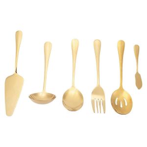 Ensemble D'argenterie De 6 Pièces De Couverts De Service,Ensemble D'ustensiles De Service,Or - Neuf