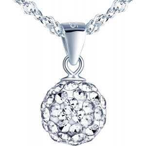 Kal-Collier Pendentif De Boule De Cristal Shambhala Pour Femme Fille, Collier En Argent 925 Avec Zircon, Argent - Neuf