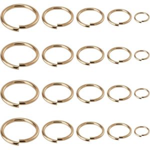 Eryi-1 Boîte De 400 Anneaux Ouverts Plaqués Or Véritable 24 Carats, Anneau De Saut De 4-10 Mm, Anneaux De Saut, 304 Anneaux De Saut En Acier Inoxydable Pour La Fabrication De Bijoux, Accessoires - Neuf