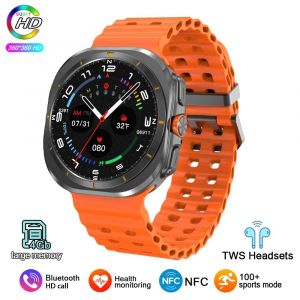2025 Nouvelle Montre Ultra Dt 7 Gps Piste Montre Intelligente Hommes Tws &Eacute;couteurs 4Gb Bluetooth Appel Nfc Contr&ocirc;le Fr&eacute;quence Cardiaque Smartwatch Femmes.Orange Silicone. - Neuf