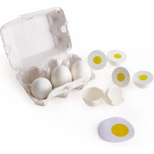 Oeufs R&eacute;alistes Jouet Enfant - Bo&icirc;te de 6 Oeufs avec Coquille - Jeu d'Imitation &agrave; D&eacute;couper Cuisine en Bois - Enfants 3 Ans et Plus - Accessoires Dinette R&eacute;alistes - Accessoires Cuisine Enfant - Neuf