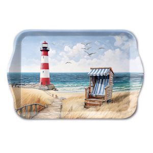 Mini Plateau Rectangulaire En Mélamine Plage Et Phare - Neuf