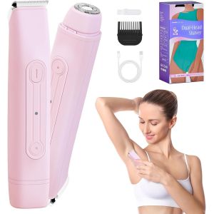 Oayew-2 En 1 Rasoir Electrique Femme Tondeuse Femme Intime Epilateur &Eacute;lectrique Femme Sans Douleur Tondeuse Bikini Usb Rechargeable &Eacute;tanche Pour Maillot Aisselles Jambes Bras Corps Bikini Visage (Ros - Neuf