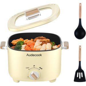 Subzonal-Casserole &Eacute;lectrique 2,5 L Cermic Glaze Po&ecirc;le &Agrave; Frire Antiadh&eacute;sive, Multicuiseur Portable De Voyage Pour Ramen, Steak, ?uf, Riz Frit, Flocons D'avoine, Soupe, 350 W/800 W (Beige) - Neuf
