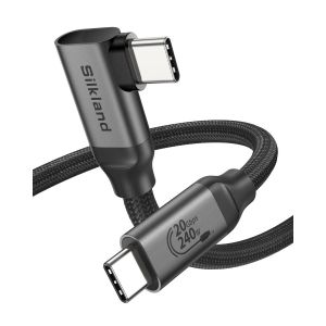 Câble USB C 3.2 Gen2x2 Coudé 2M, 20Gbps Transfert Données, USBC vers USBC 90 Degrés, PD3.1 240W Charge Rapide, Câble Vidéo 5K/4K@60Hz pour MacBook Pro, iPad Pro, SSD, iPhone 16/15, Moniteur - Neuf