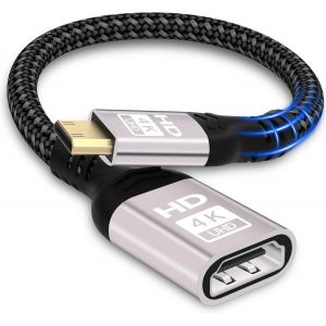 ERYI-Mini Hdmi Vers Hdmi Adaptateur,4K@60Hz 1080P Hd Mi Vers Mini Hd Mi Tresse En Nylon Prend En Charge Ethernet,Uhd,3D,Hdr,Arc,Mini Hd Mi Compatible Avec Nikon D7100 Canon Eos Rp/R,Raspberry Pi Zero - Neuf