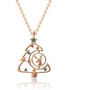 Kal-Femmes Collier 925 Argent Sterling Arbre De No&euml;l Pendentif Or Rose Collier Pour Maman Femme Petite Amie Anniversaire F&ecirc;te Des M&egrave;res No&euml;l Cadeau De Bijoux Pour La Saint Valentin - Neuf