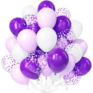 ERYI-Ballons Violet Blanc, 30Pièces Violet Foncé Pastel Macaron Confettis Ballon Hélium Fille Femmes Anniversaire Mariage Valentin Proposition Graduation Douche Nuptiale Mascarade Halloween Déco - Neuf