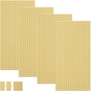 DDA-Lot de 4 plaques de Construction compatibles avec la Plupart des Marques, plaques de Base rectangulaires 25,6 x 12,8 cm avec 16 x 32 Picots (Sable, 25.6 * 12.8cm) - Neuf