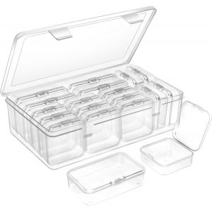 Yemaesre-Lot De 17 Petits Organ Urs De Perles, Deux Tailles De Boîtes De Rangement En Plastique Transparent Avec Couvercles À Charnière, Mini Étuis De Rangement Pour Perles, Artisanat, Bijoux Et - Neuf