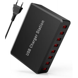 Chargeur Usb Multiple, 50W Chargeur Usb 8-Port Station De Charge, Chargeur Multi Usb, Multiprise Usb Secteur, Usb Charger Pour Smartphones Tablettes Iphone 14/13/12/Pro Ipad Samsung Huawei[Z4379] - Neuf