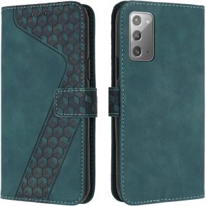 SJZG-Coque Pour Samsung Galaxy Note 20, Etui Protection Housse Premium En Cuir Pu Portefeuille &Eacute;tui T&eacute;l&eacute;phone [Fermoir Magn&eacute;tique] [Fentes Pour Cartes] Flip Case Pour Samsung Galaxy Note 20&iquest;Vert - Neuf