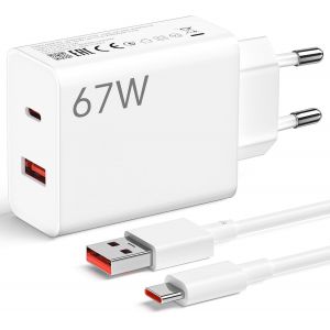 67w Chargeur Usb & 25w Pd Chargeur Avec C&acirc;ble Usb C 1m Chargeur Rapide Charge Turbo Pour Xiaomi 13 12s Ultra 12 Lite 12x,Redmi Note 12 12s 11s 10s Pro,Mi 11 Ultra 11i 10t Lite,Poco F5 X5 X4 M4 X3 Pro - Neuf