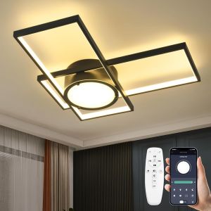 Ulteronixshop-Plafonnier Salon Moderne Rectangulaire Avec T&eacute;l&eacute;commande,&Eacute;clairage De Plafond &Agrave; Intensit&eacute; Variable,Lampe De Plafond Avec Fonction M&eacute;moire,Luminaires Int&eacute;rieur Pour Chambre &Agrave; Coucher,Sal - Neuf