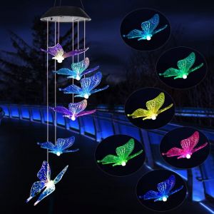 Énergie solaire Papillon des Carillons de Vent en plein air à Changement de Couleur pour la Maman, Femmes, grand-mère, Fille, Tante, Amie, Épouse, S?ur. Décor De Jardin, Cadeaux - Neuf
