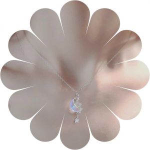 Kal-Collier Boho Pierre De Lune Étoile De Lune Collier Pendentif Étoile Strass Collier Croissant Pierre De Lune Argent Collier Ras De Cou Étoile De Lune Cz Bijoux Pour Femmes Et Filles - Neuf