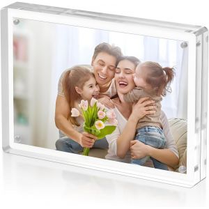 cadre transparent en acrylique, cadre photo 15 x 21 cm, cadre photo magnetique sans bordure, bloc d'affichage double face, autoportant, convient aux photos de 8 pouces - Neuf