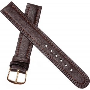 Bracelet De Montre Militaire En Cuir V&eacute;ritable Marron Fonc&eacute; 16 Mm Pour Homme New Old Stock 1960 1970 - Bande Vintage - Strap D'horlogerie Antique Traditionnel - Neuf