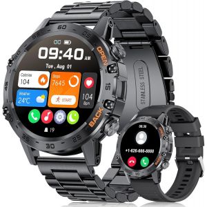 Montre Connectée Homme, 1.39"" Smartwatch Avec Fréquence Cardiaque, Tension Artérielle, Spo2, Durée Du Sommeil, 300+ Cadran, 100+ Sports Fitness Watch Pour Android Ios, Ip67, Noir - Neuf