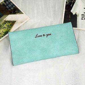 Portefeuille femme, sac long, pochette unie &laquo; Love To You &raquo;, style vintage, pince &agrave; billets et pi&egrave;ces de monnaie - Neuf