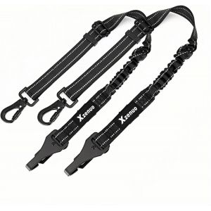 Ceinture Securite Chien Voiture, Harnais Laisse Voiture Chien Attache Avec Absorption Des Chocs &Eacute;lastique Et Mousqueton En M&eacute;tal Pour Tous Les Chiens Et Chats (Noir, 60cm*2) - Neuf