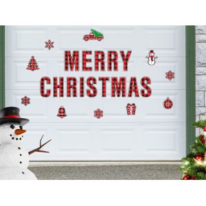 Ensemble de d&eacute;corations magn&eacute;tiques de No&euml;l pour porte de garage - 24 pi&egrave;ces - Neuf