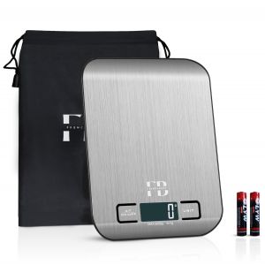 Balance De Cuisine Avec Housse Incluse &iquest; &Eacute;lectronique Pr&eacute;cision 1g, Inox 5kg &iquest; Fonction Tare, &Eacute;cran Lcd R&eacute;tro&eacute;clair&eacute;, Ultra-Fine &iquest; Balance Alimentaire Avec Piles Et Unit&eacute;s Multiples - Neuf