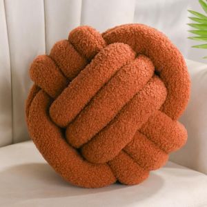 Sjzg-Coussin Noeud Marron, Coussin Rond Balle Decoration Chambre, Coussin Deco Salon Aesthetic, Coussin Canape Decoration Sherpa, Coussin Decoratif Lit Enfant, 28cm - Neuf
