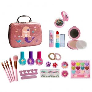 Coffret de maquillage pour filles, lavable, cosmetique, pour enfants, princesse, cadeaux de Noel, d'anniversaire, jouets - Neuf