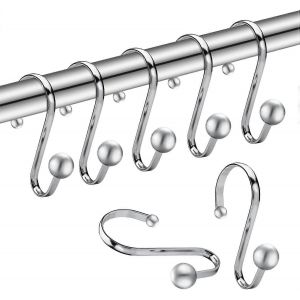 Anneaux de rideau de douche,crochets de rideau de douche en métal résistant à la rouille durables pour tringle de douche de chambre - ensemble de 12,chrome - Neuf