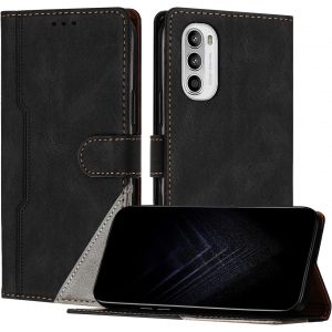 Kal-Étui Pour Motorola Moto G51 5g, Housse En Cuir Pu Avec [Protection Antichoc Tpu] [Fonction Support] [Porte-Cartes ] Antichoc Magnétique Coque Pour Moto G51 5g - Noir - Neuf