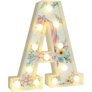 Lettres Lumineuses Licorne &Agrave; Del, Lettres De L'alphabet Blanches Chaudes Pour D&eacute;corations De F&ecirc;te D'anniversaire, Veilleuse De Chambre, No&euml;l, Saint-Valentin, D&eacute;coration De Table Murale - A - Neuf