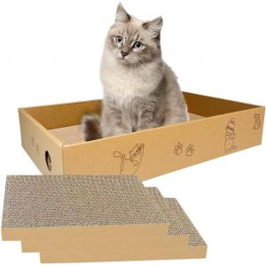 Cmws-Lot De 3 Grattoirs En Carton Pour Int&eacute;rieur - Grattoir Pour Chat D'int&eacute;rieur - Grande Taille - Facile &Agrave; Gratter - Neuf