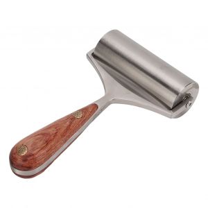 Rouleau a cuir haute durete, resistant a l'usure, presse a cuir, rouleau a bords, outils de bricolage en cuir avec manche en bois - Neuf