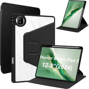 Cover Pour Honor Magic Pad 2 Coque,Case Avec Emplacement Pour Stylo/Support Pivotant &Agrave; 360&deg; Cuir Pu + Acrylique Transparent Coque Pour Honor Magic Pad 2 12.3"" (2024) Case - Neuf