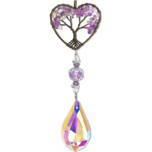 MEVRONISSHOP-Attrape-soleil pour fen&ecirc;tres, Arbre de Vie Cristal Cadeaux pour Femmes | Attrape-soleil Spirituel Cristal D&eacute;coration Maison Jardin Voiture No&euml;l (Forme de C?ur) - Neuf