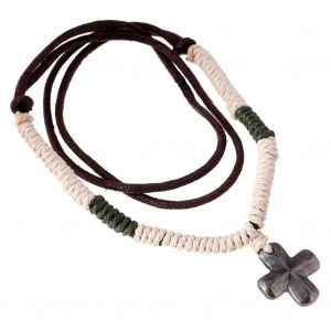 Collier Vintage Avec Pendentif Croix En Alliage De Corde De Chanvre Tisse, Accessoires De Bijoux Punk - Neuf