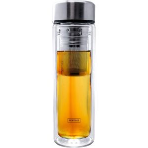 Nerthus Fih 664 Filtrante 350 Ml, Isolée Grâce À Sa Double Paroi, Bouteille Infuseur, Flacon, Tasse De Voyage, Théière, 0,35 L, Verre, Transparent - Neuf