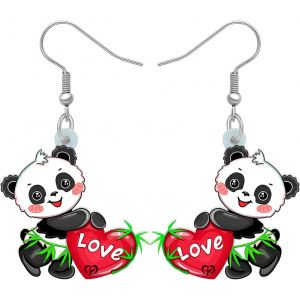 Kal-Boucles D'oreilles Panda En Acrylique Poupée Adroable Ours Brun Bijoux Panda Cadeaux Pour Femme Fille Breloques Festival - Neuf