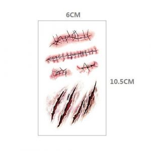 Chengzhi Tatouages Temporaires (10 Feuilles) - Halloween de Zombie, des Cicatrices, des Tatouages Autocollants avec de Faux Croûte de Sang Costume Spécial Maquillage Accessoires - Neuf