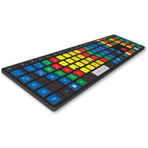 Autocollant pour clavier allemand 12 x 12 mm avec code couleur pour syst&egrave;me 10 doigts | Set avec touches suppl&eacute;mentaires - Neuf