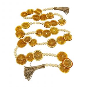 arbre de no&euml;l &agrave; l'orange 2,4 m&egrave;tres S&eacute;ch&eacute;s Tranches d'Orange Perles de la Cha&icirc;ne Pendentif Avec Pompon en Bois de la Perle de la Couronne de No&euml;l Chemin&eacute;e de D&eacute;coration &agrave; la Maison - Neuf