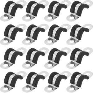 Kalanka-16pcs 10mm/0.39 Pouce Colliers De C&acirc;ble, Collier De Sangle En U En Acier Inoxydable 304 Avec Coussin En Caoutchouc Pour Tuyau, Fixation De C&acirc;blage - Neuf
