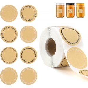 &Eacute;tiquettes Autocollantes en Papier Kraft &Eacute;tiquettes &agrave; Confiture &Eacute;tiquettes Adh&eacute;sives Personnalis&eacute;es Rond Sticker Pour Les Cadeaux Enveloppe Baking &Eacute;pices &Eacute;tiquette Bocaux 500pcs - Neuf