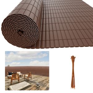 Canisse En Pvc Occultant Cloture, Pour Le Jardinet Balcon Cl&ocirc;ture Brise-Vent, Intimit&eacute;, Avec Serre-C&acirc;bles Marron 160 X 800cm - Neuf