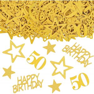 Décoration de Table 50 Ans - Lot de 100 Confettis Dorés pour Anniversaire - Neuf