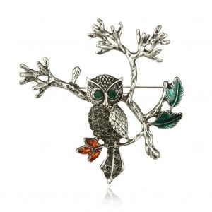 Exquis Fait &Agrave; La Main Femmes Dames Strass Hibou Broche Pin V&ecirc;tements Accessoire (Argent) - Neuf