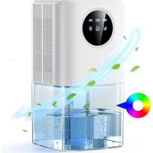 lbgwp60-Déshumidificateur D'Air 1800Ml, Deshumidificateur Électrique Ultra-Silencieux (¿38 Db), 7 Led Tactile, Arrêt Automatique, Appareil Portable Avec Minuteur Pour Dressing, Salle De Bain, Chambre - Neuf